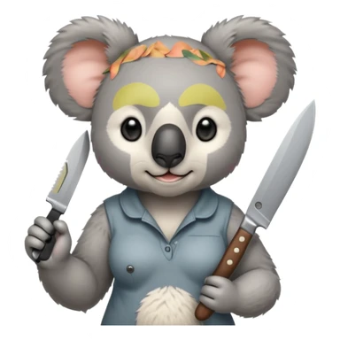 Female koala with knife sticker