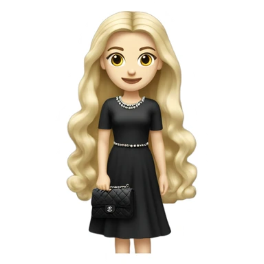 Blonde long hair Slavic Girl with chanel bag and Chanel dress full height  sticker