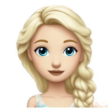 Beautiful blond girl with blue eyes and floral pastel wedding dress sticker