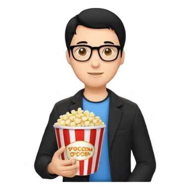 man black hair light skin tone in a movie theater sticker