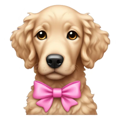 female curly black retriever puppy with pink bows above her ears sticker