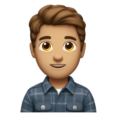 man with brown hair and brown eyes wearing a flannel sticker