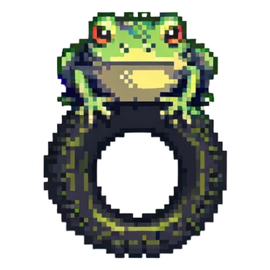 frog head on a tire with legs growing out to walk sticker