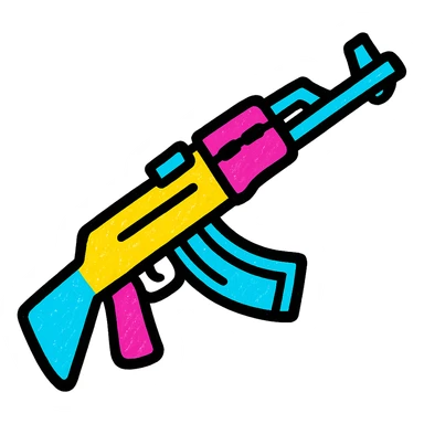 AK-47 rifle bold colorful emoji sticker