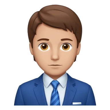 man with brown hair in blue suit sticker