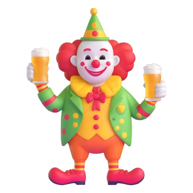 clown holding a beer sticker