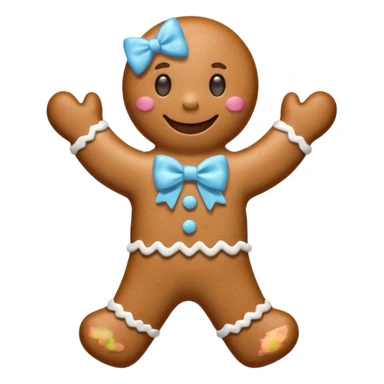 Gingerbread man with light blue bow sticker