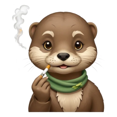 Cute female Otter smoking a while cannabis joint sticker