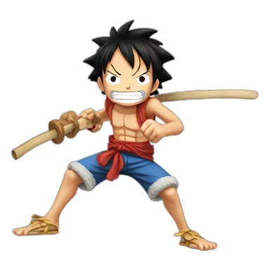 Luffy qui lance une attasue sticker
