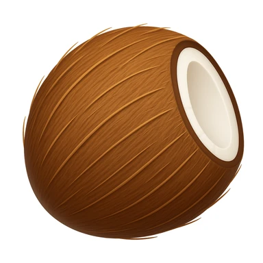 Create a coconut emoji that looks exactly like the reference image in the style of iOS emojis. The emoji should have a 3D appearance with shiny, smooth gradients, soft shadows, and a realistic coconut texture, capturing the classic emoji look. sticker