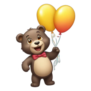 happy bear with balloons  sticker