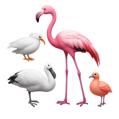 One tall flamingo, and three fat pig pigeons sticker
