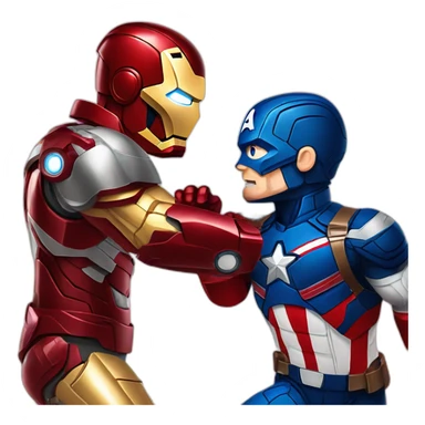 iron man and captain America fighting sticker