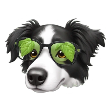 puppy border collie with glasses sniffing mojito sticker