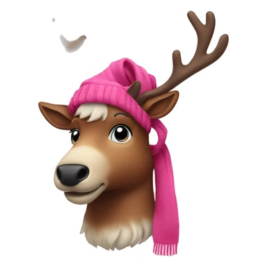 Reindeer with a pink scarf  sticker