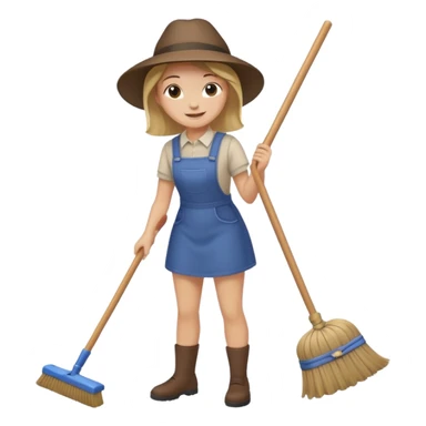 Person sweeping the floor with a broom sticker
