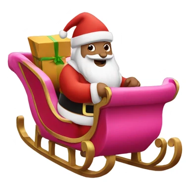 santa on a pink sleigh sticker