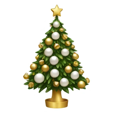 Christmas tree with white and gold decorations sticker