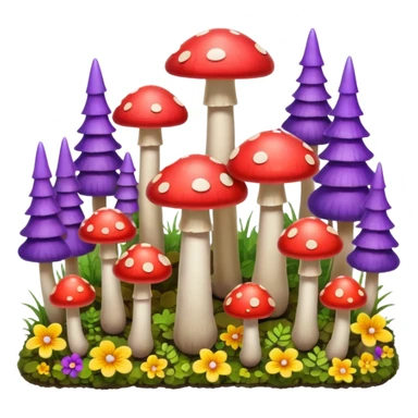 Isometric view mushroom forest sticker
