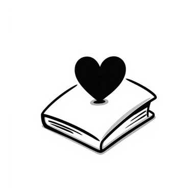 a book with a heart on the cover, hand drawn doodle style sticker