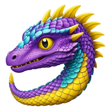 Purple and yellow and Cyan Fakémon-creature sticker