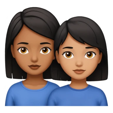 Two brown girls short black hair sticker