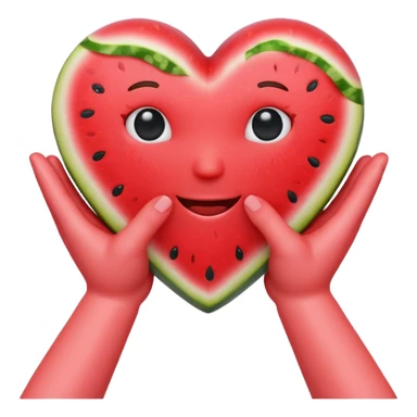 emoji of watermelon-red heart with giving hands sticker