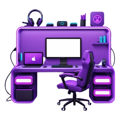 purple gaming setup sticker