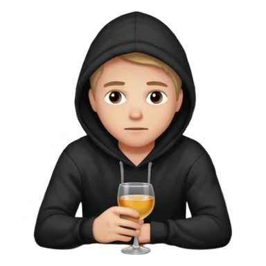 Caucasian in black hoodie sitting sad at bar sticker