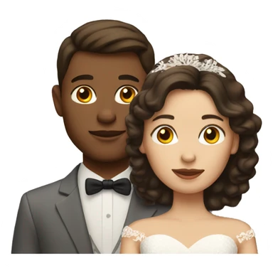 Brunette couple with light skin wedding  sticker