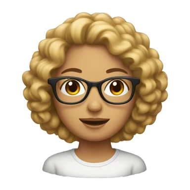Crea a una mujer con pelo rizado o ondulado y lentes sticker