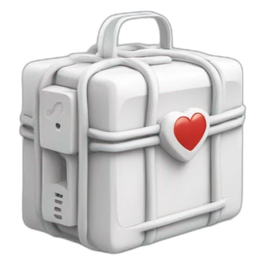 An electronic white box that connects cables and has a heartbeat symbol on it sticker