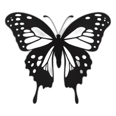 a black and white silhouette of a butterfly sticker