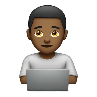 generate me a young emoji who is working on his computer and very focused sticker
