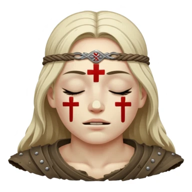 Warrior dead and closed eyes with cross eyes sticker