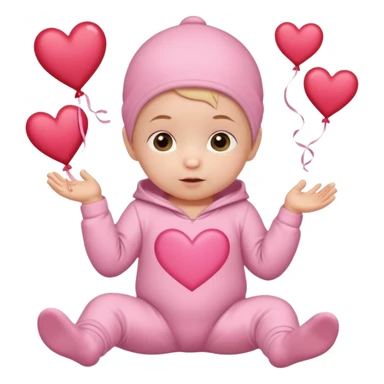 baby on a paper background with valentines day decor sticker