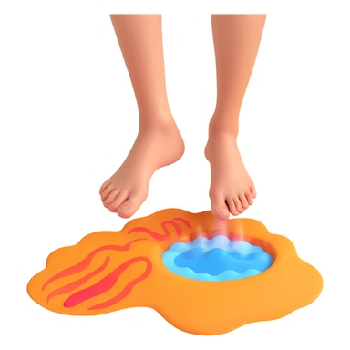 bare foot on scorching hot beach sand with pain indicators and steam heat waves sticker
