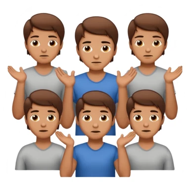 Guy shrugging his shoulder with 6 on one and 7 on the other sticker