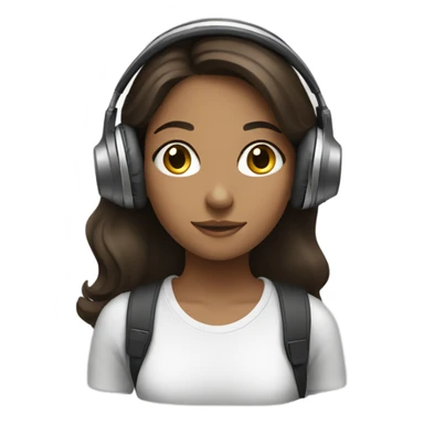 brunette girl listening to music with headphones on sticker