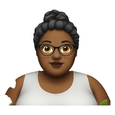 Fat girl with glasses lots of plants sticker