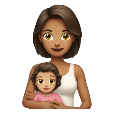 Brunette holding a girl toddler  sticker