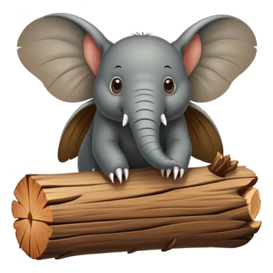 An elephant fly gnawing a log like a beaver sticker