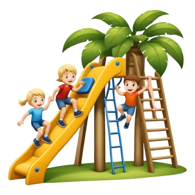 two children climbing a jungle gym, happy and energetic sticker