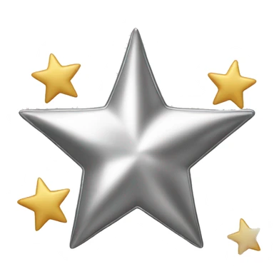 Create a silver star emoji identical to the classic gold star emoji (⭐️). It should match the same size, shape, and smooth shading, but in metallic silver. Keep the design simple and glossy, just like the original Apple star emoji. sticker