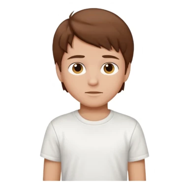 boy with brown hair in white T-shirt sticker
