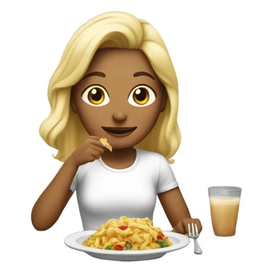 Blonde girl eating sticker