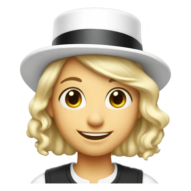 smiling girl white skin, in top hat sticker