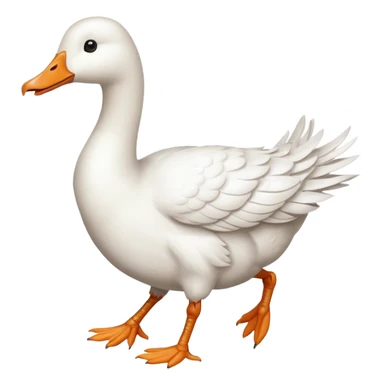 Make me an emoji of a goose that is running towards something. Also make it white.  sticker