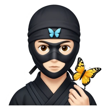 Crea un emoji para usar en WhatsApp con estos dos emoji 🥷🏻🦋. sticker