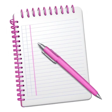 white grid notebook with some list on it and a pink pen nearby sticker